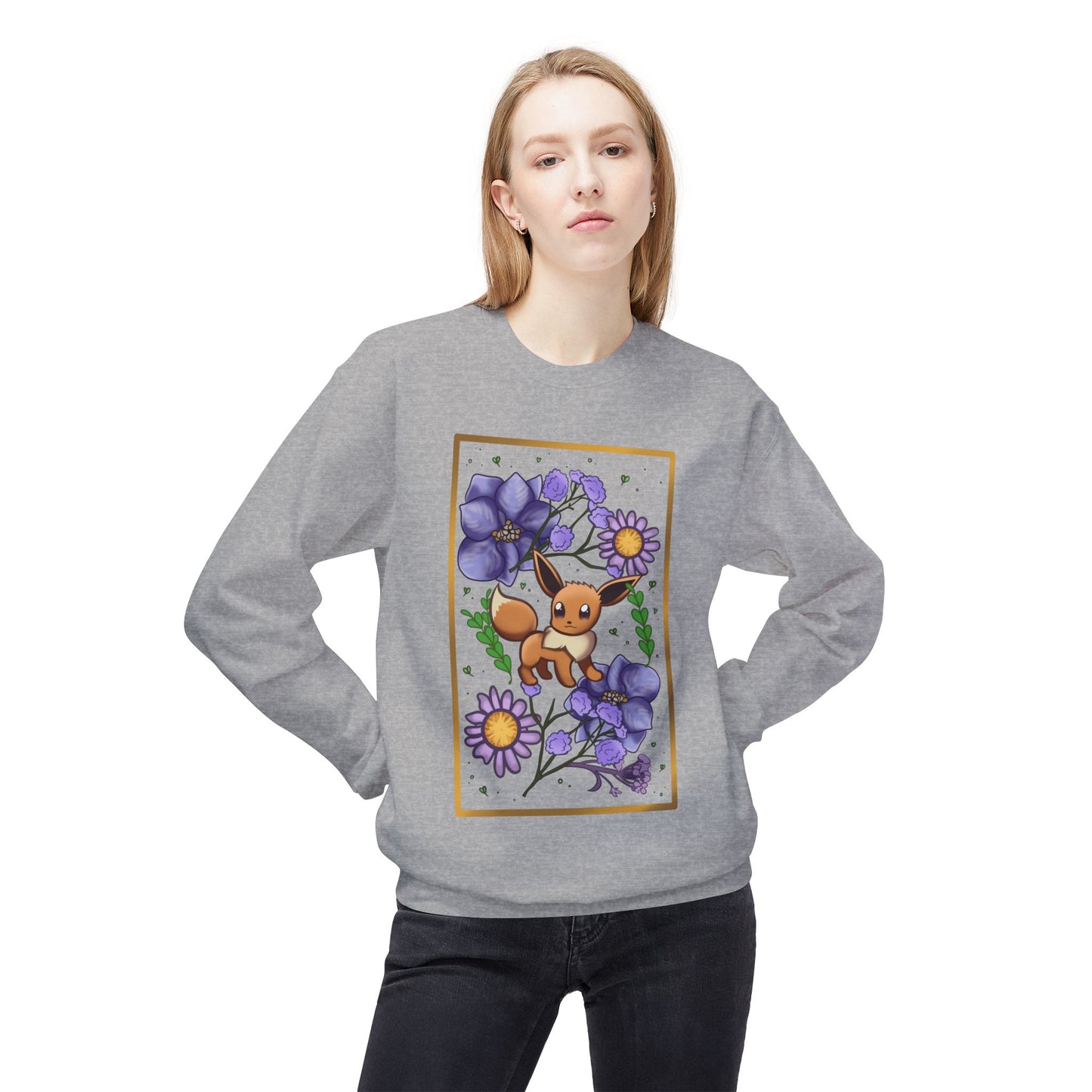 Pressed Flower Fox Unisex Softstyle Fleece Crewneck Sweatshirt