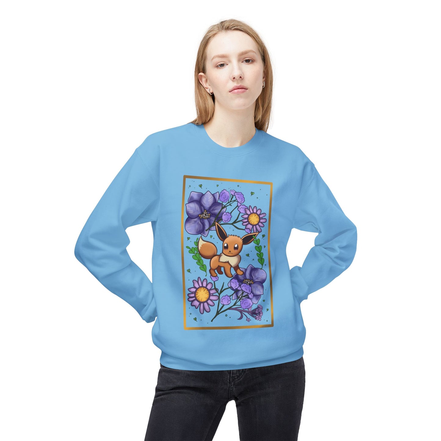 Pressed Flower Fox Unisex Softstyle Fleece Crewneck Sweatshirt