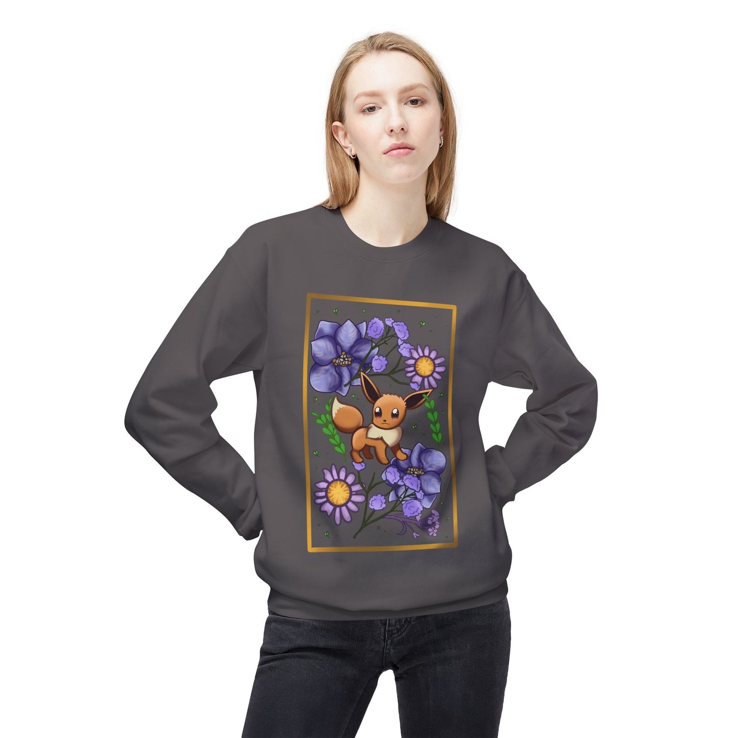 Pressed Flower Fox Unisex Softstyle Fleece Crewneck Sweatshirt