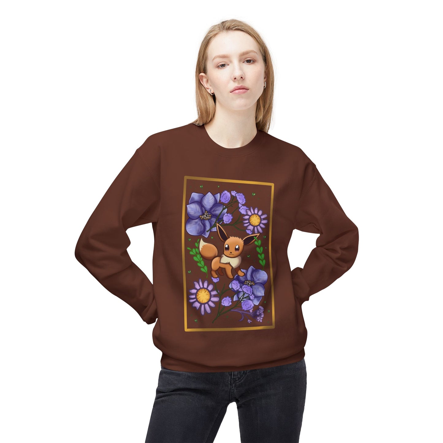 Pressed Flower Fox Unisex Softstyle Fleece Crewneck Sweatshirt