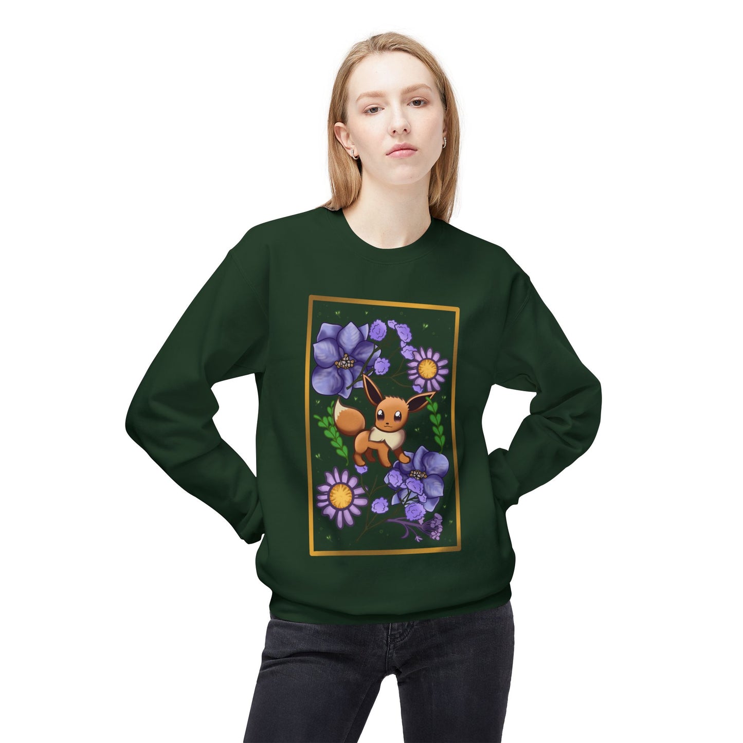 Pressed Flower Fox Unisex Softstyle Fleece Crewneck Sweatshirt