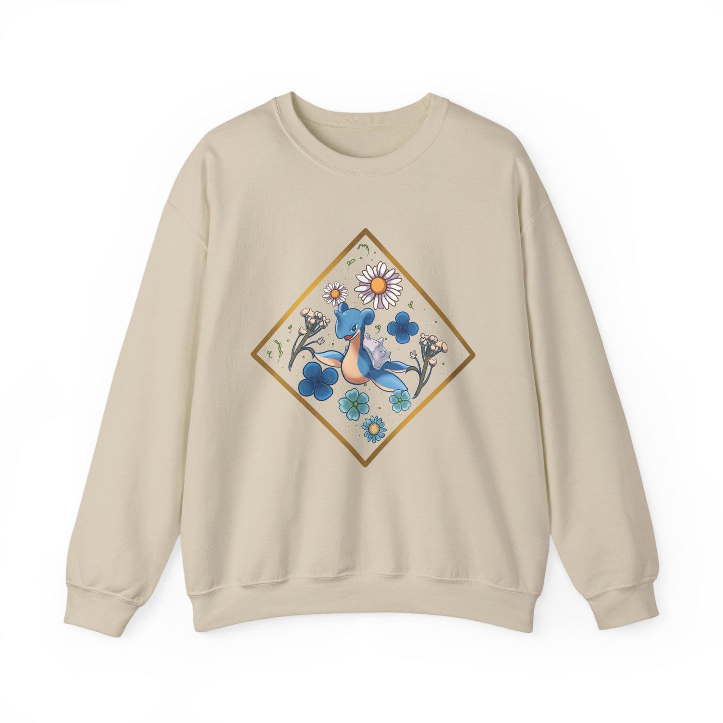 Floral Blue Bird Crewneck Sweatshirt — Whimsical Botanical Graphic