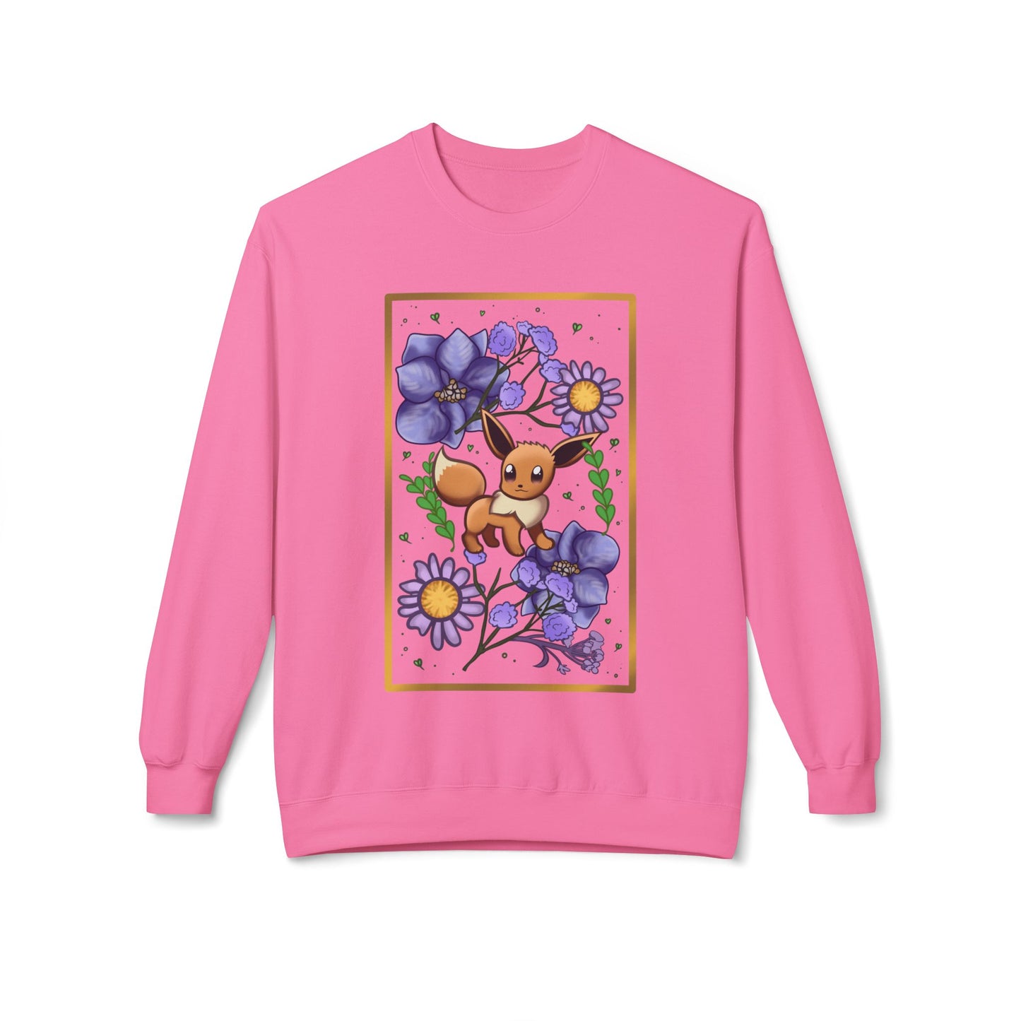 Pressed Flower Fox Unisex Softstyle Fleece Crewneck Sweatshirt