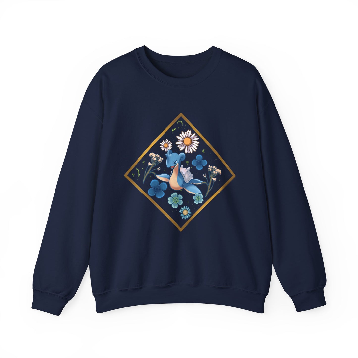 Floral Blue Bird Crewneck Sweatshirt — Whimsical Botanical Graphic