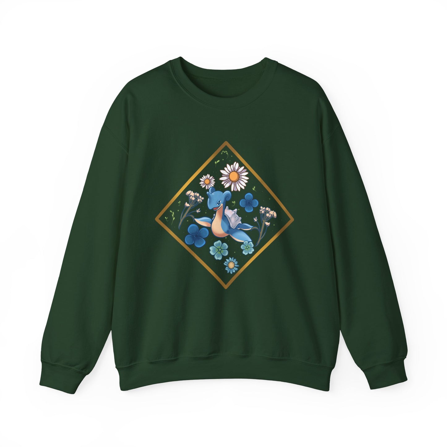 Floral Blue Bird Crewneck Sweatshirt — Whimsical Botanical Graphic
