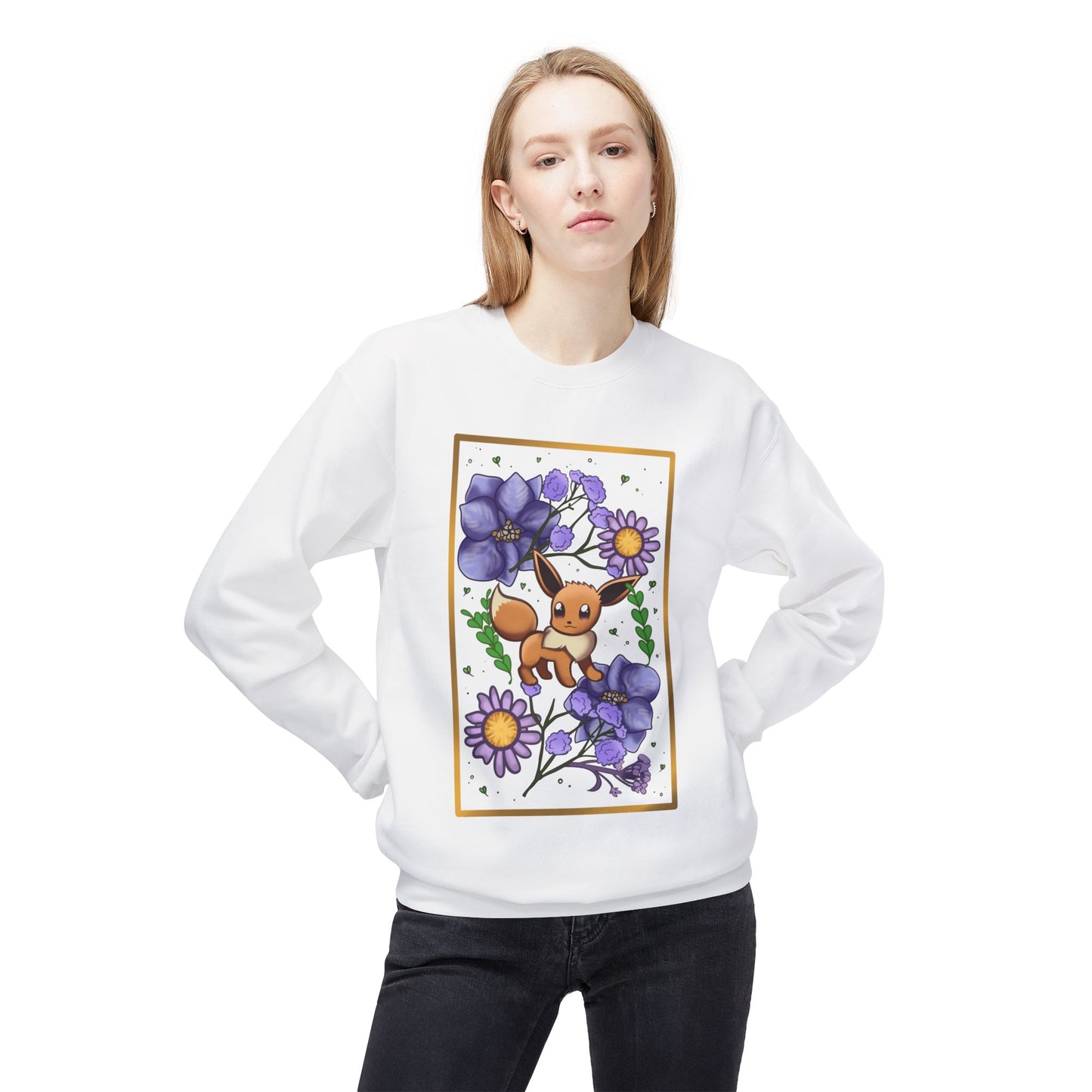 Pressed Flower Fox Unisex Softstyle Fleece Crewneck Sweatshirt