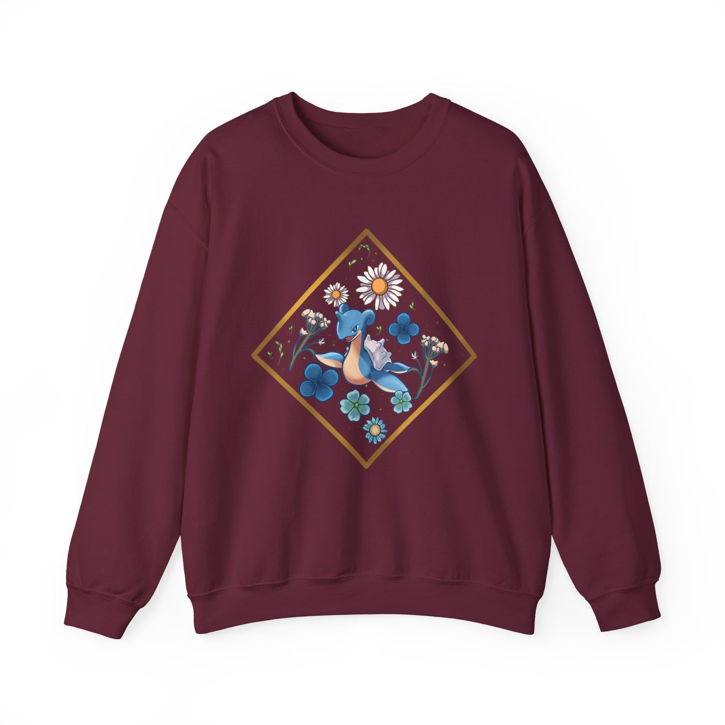 Floral Blue Bird Crewneck Sweatshirt — Whimsical Botanical Graphic