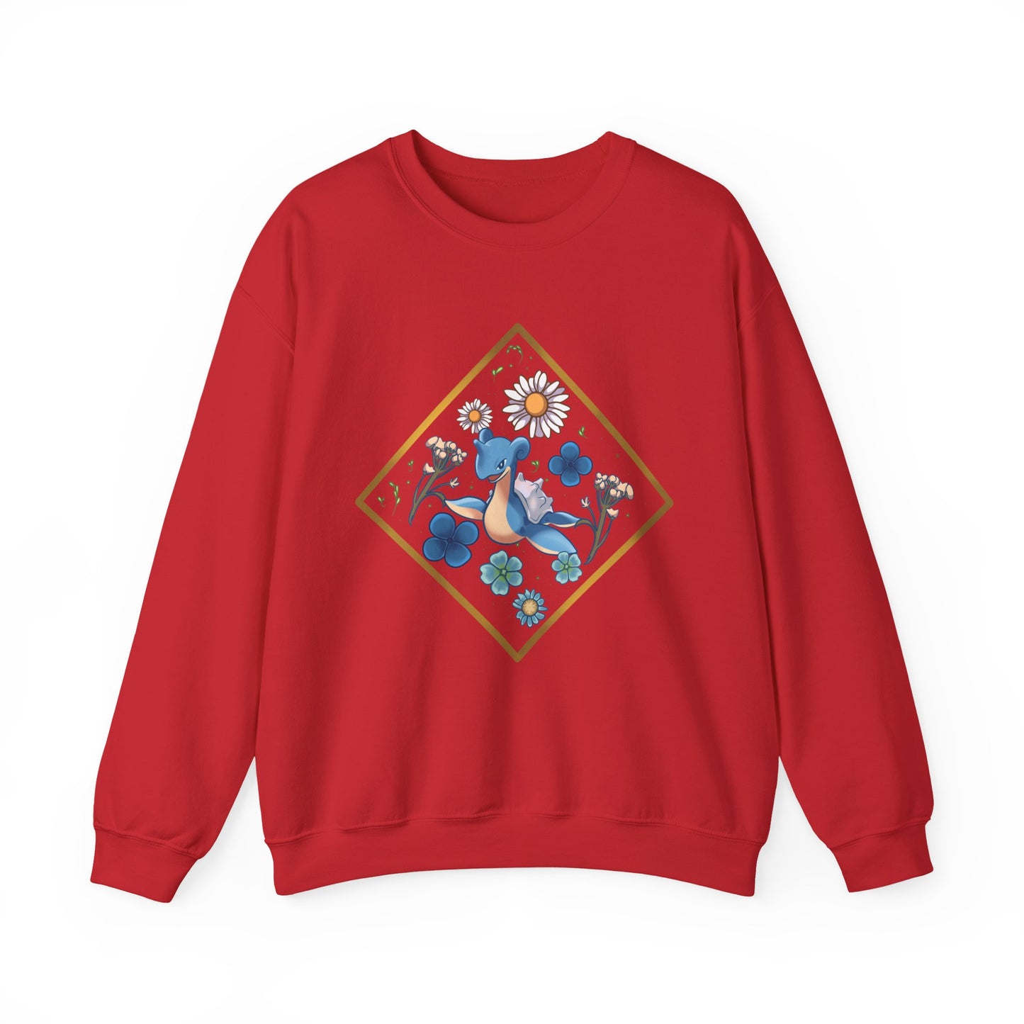 Floral Blue Bird Crewneck Sweatshirt — Whimsical Botanical Graphic