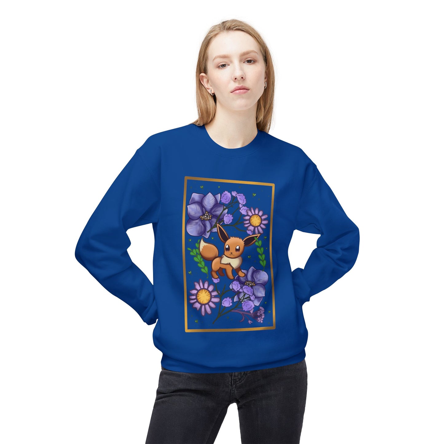 Pressed Flower Fox Unisex Softstyle Fleece Crewneck Sweatshirt