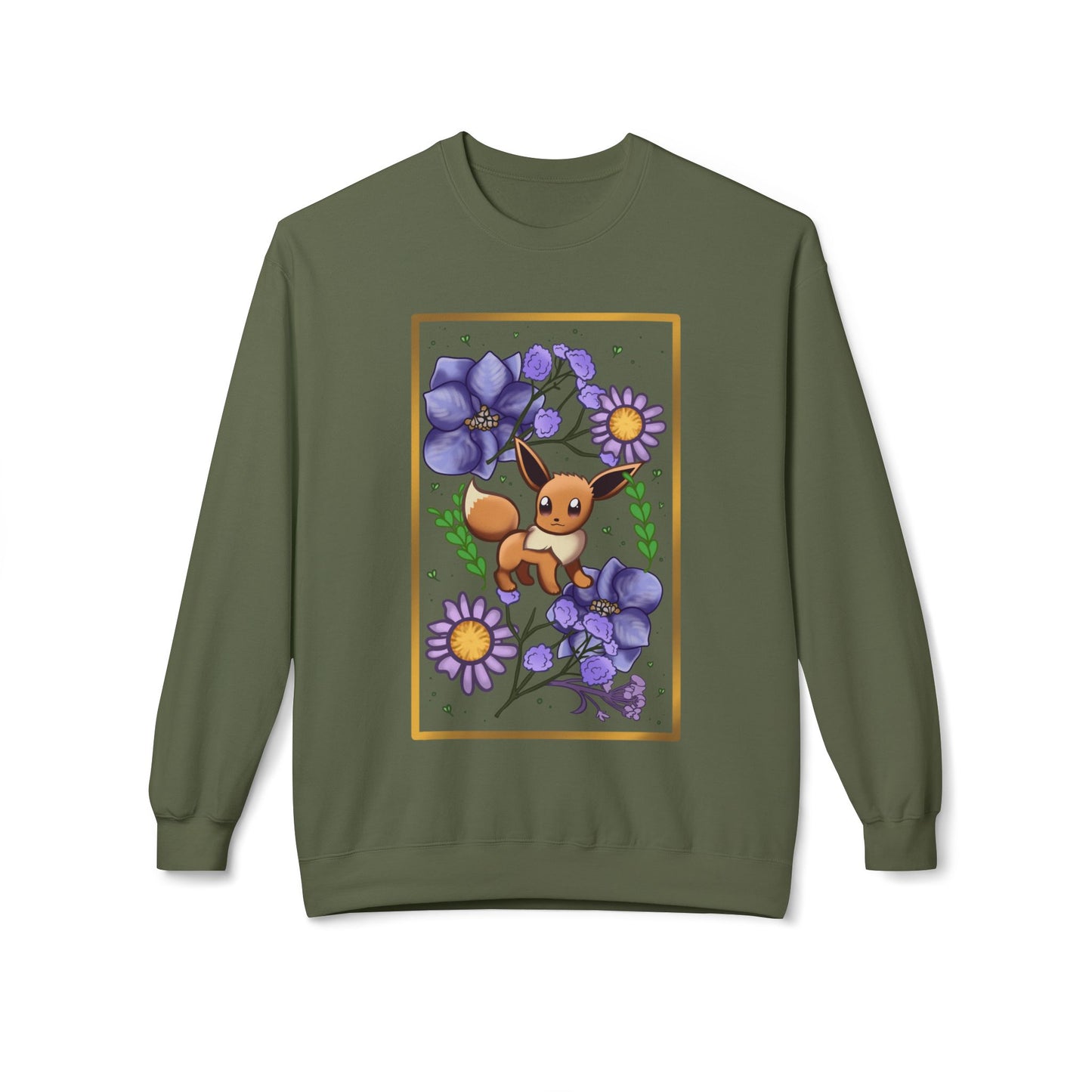 Pressed Flower Fox Unisex Softstyle Fleece Crewneck Sweatshirt