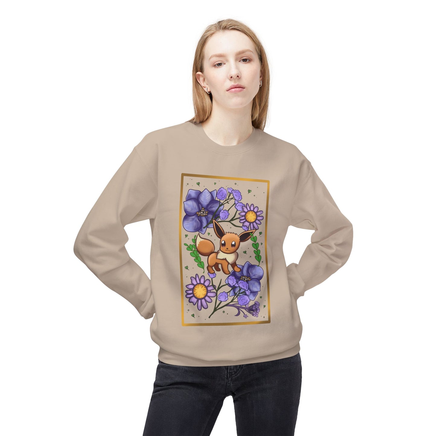 Pressed Flower Fox Unisex Softstyle Fleece Crewneck Sweatshirt