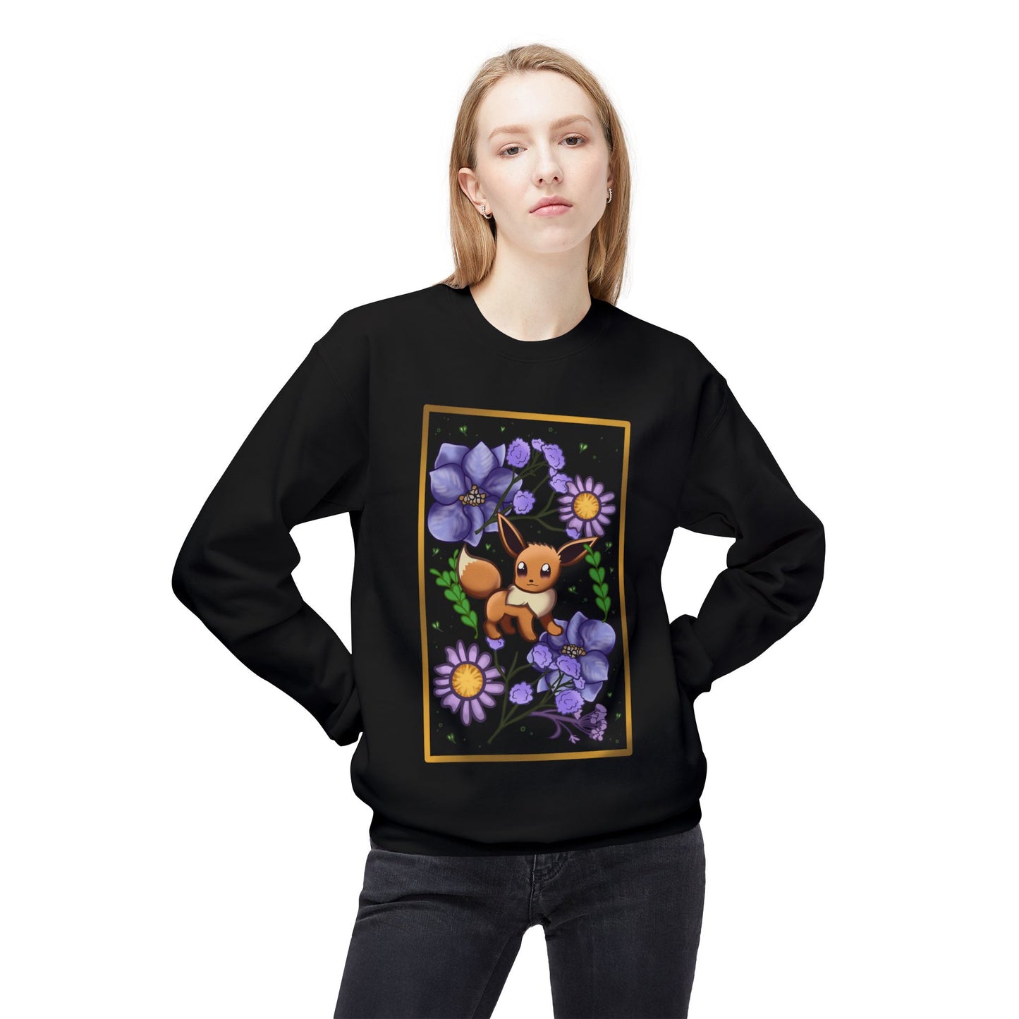 Pressed Flower Fox Unisex Softstyle Fleece Crewneck Sweatshirt