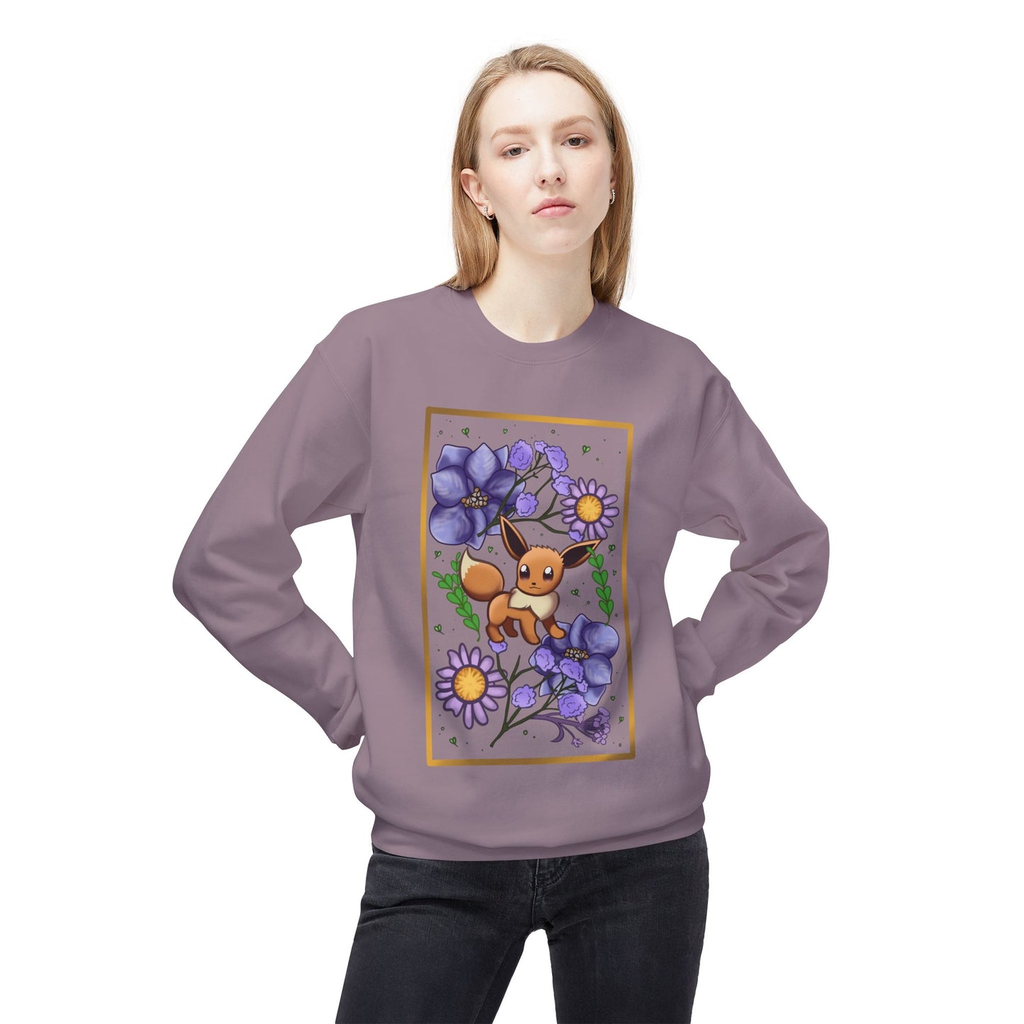 Pressed Flower Fox Unisex Softstyle Fleece Crewneck Sweatshirt