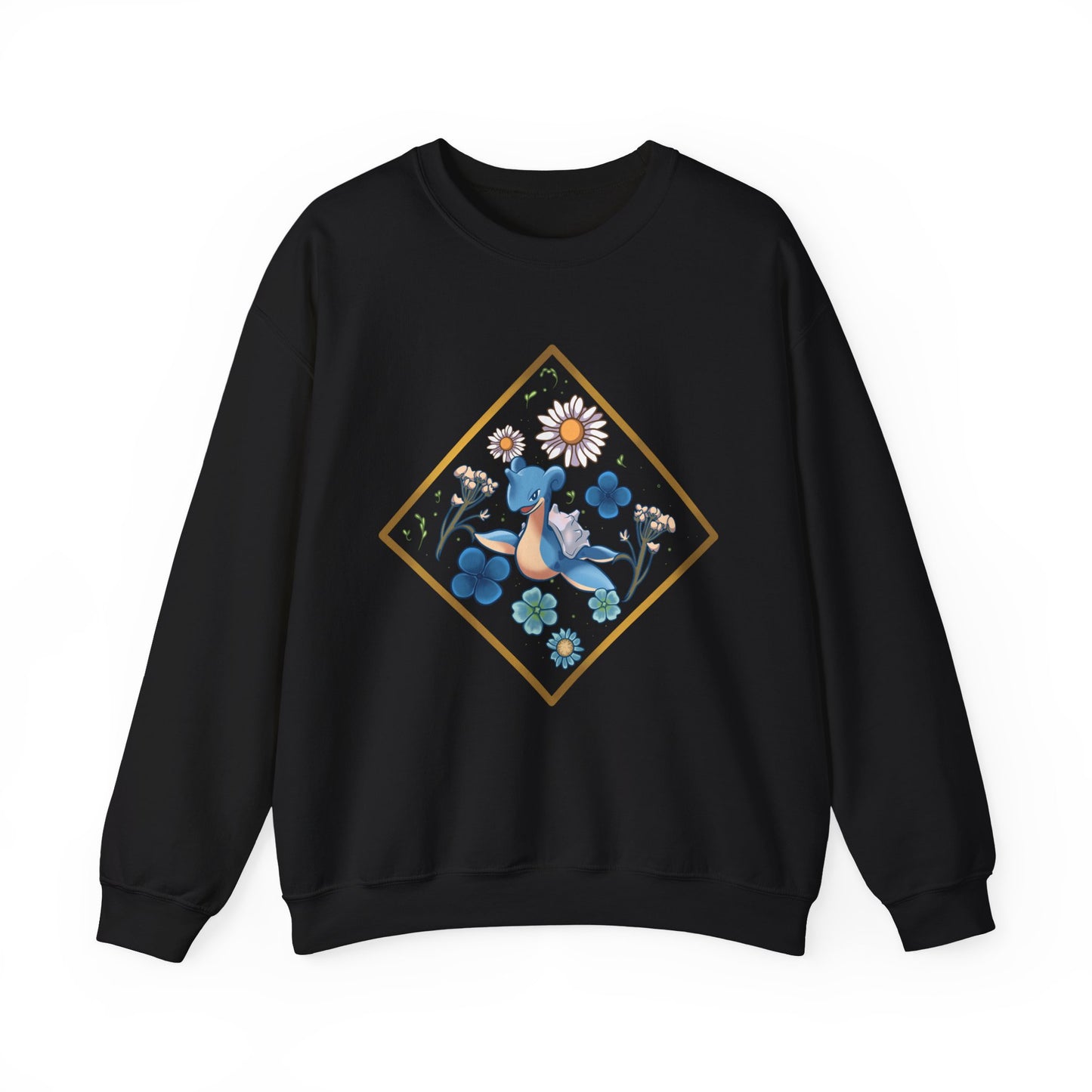 Floral Blue Bird Crewneck Sweatshirt — Whimsical Botanical Graphic