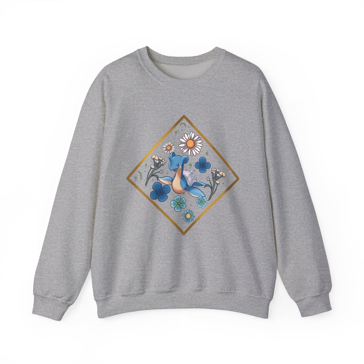 Floral Blue Bird Crewneck Sweatshirt — Whimsical Botanical Graphic