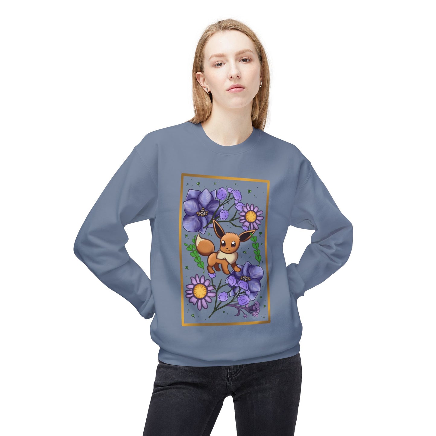 Pressed Flower Fox Unisex Softstyle Fleece Crewneck Sweatshirt