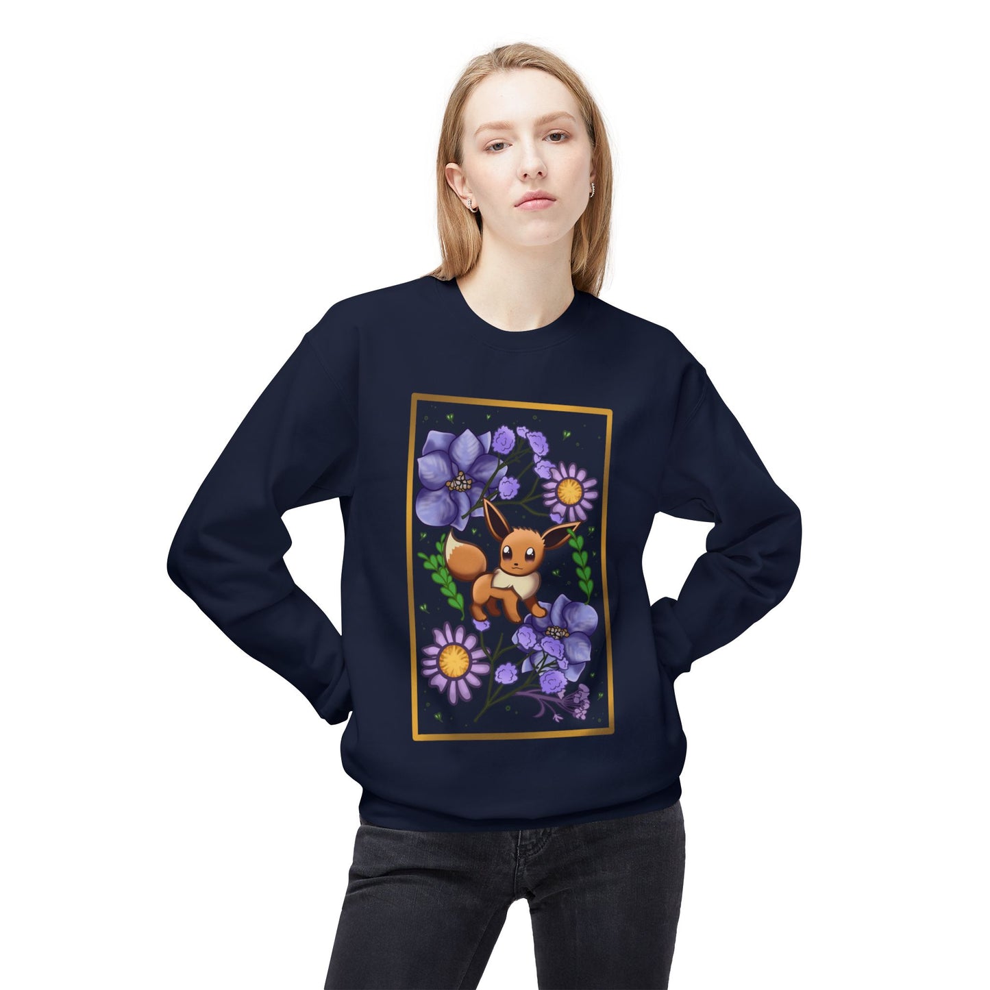 Pressed Flower Fox Unisex Softstyle Fleece Crewneck Sweatshirt