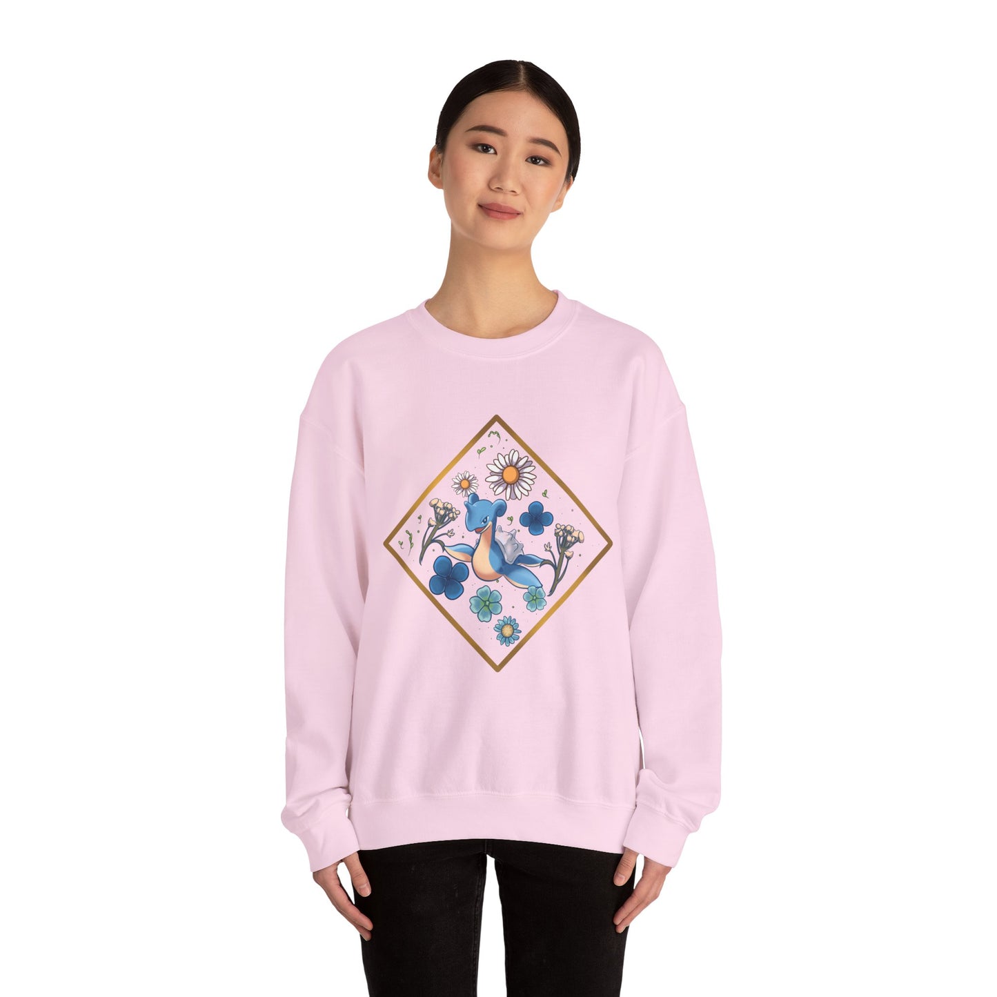 Floral Blue Bird Crewneck Sweatshirt — Whimsical Botanical Graphic