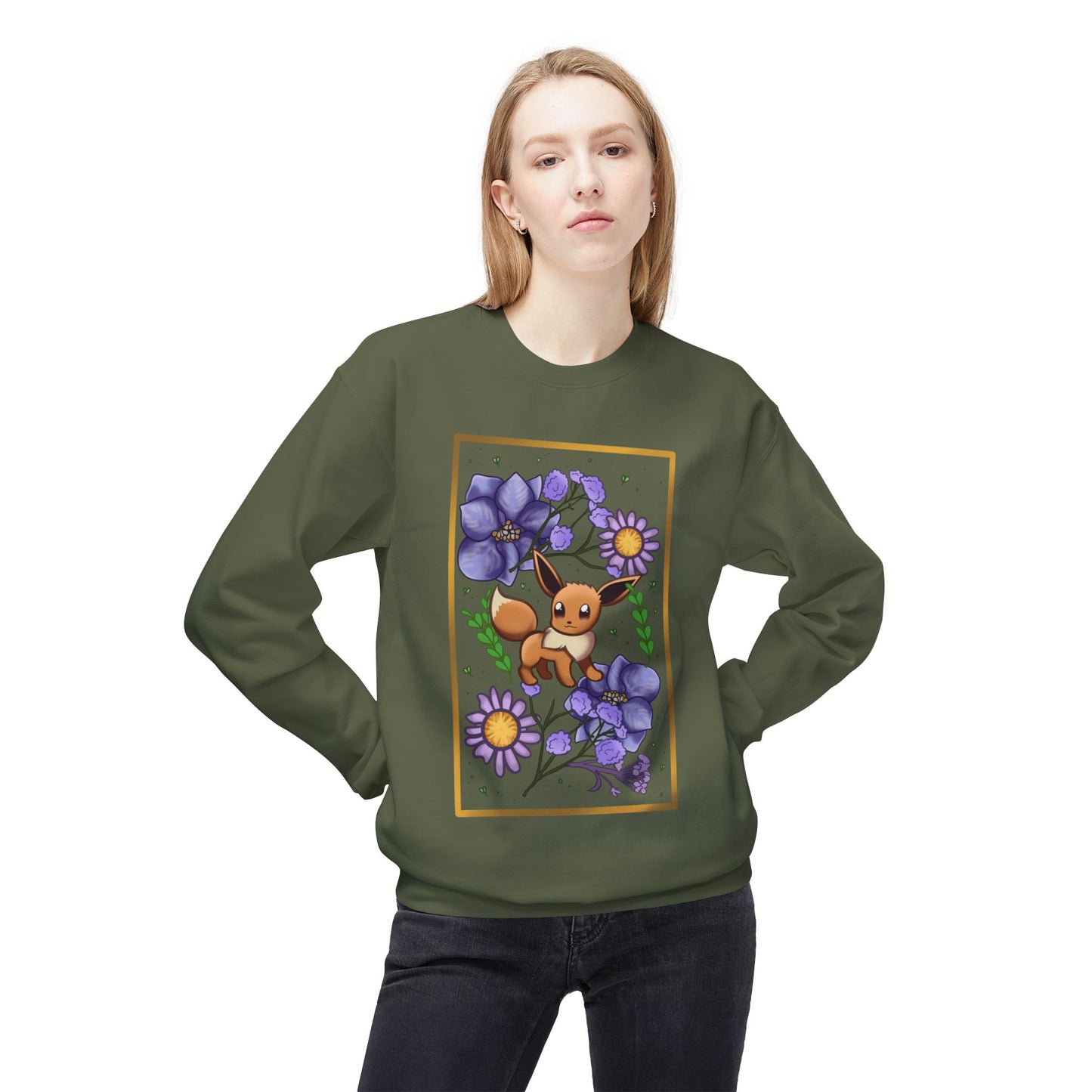 Pressed Flower Fox Unisex Softstyle Fleece Crewneck Sweatshirt
