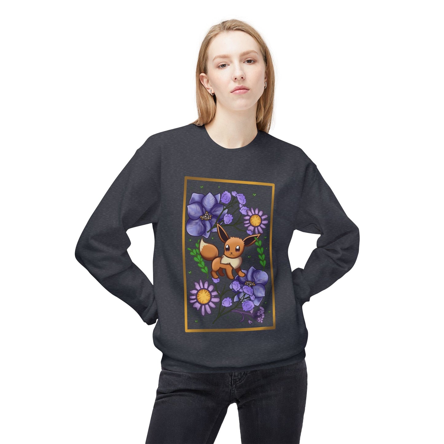 Pressed Flower Fox Unisex Softstyle Fleece Crewneck Sweatshirt