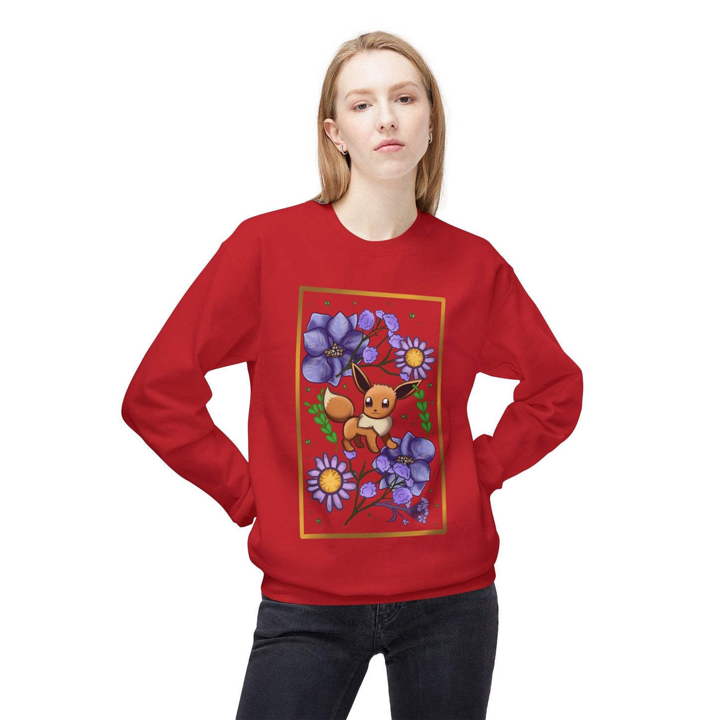 Pressed Flower Fox Unisex Softstyle Fleece Crewneck Sweatshirt