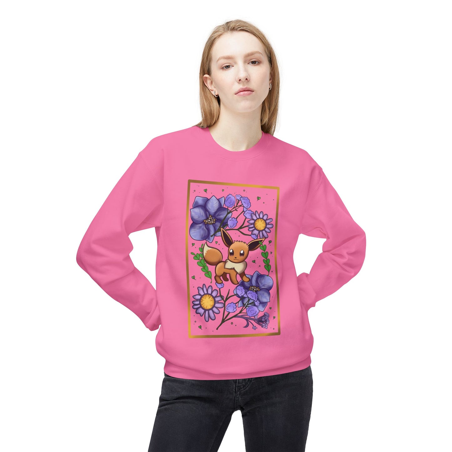 Pressed Flower Fox Unisex Softstyle Fleece Crewneck Sweatshirt