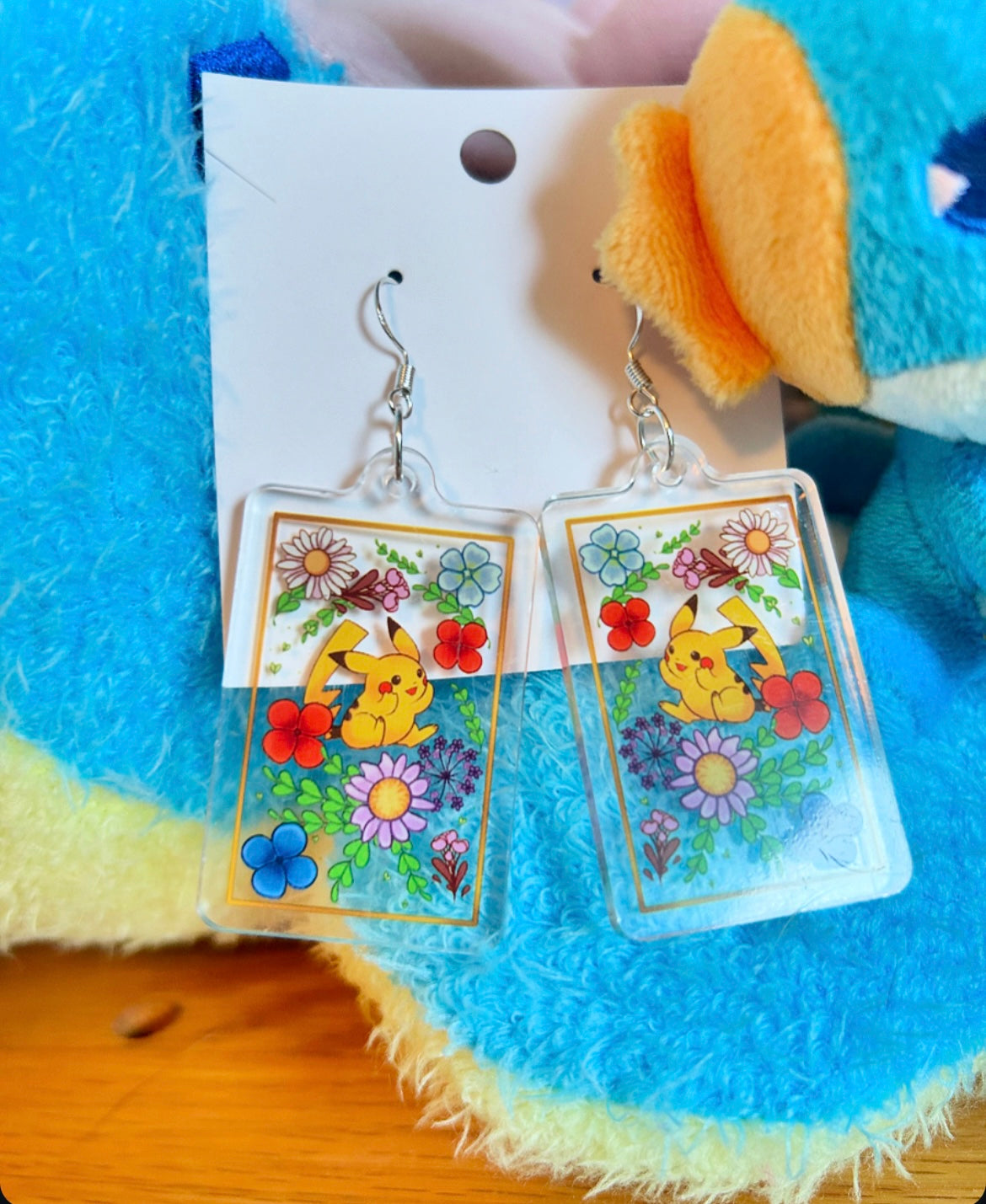 Pikachu Pressed Flower Earrings